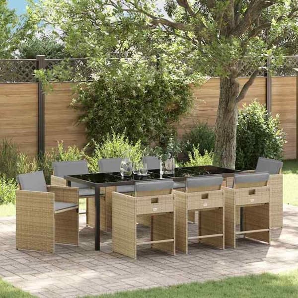 Maison Exclusive - 9 pc spisestue sæt til haven i beige polyrotin beige