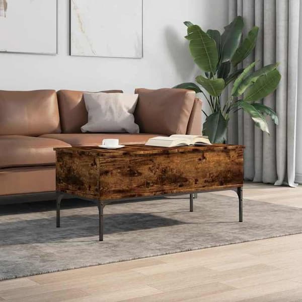 Bord - EKSKLUSIV HUS - 100x50x45 cm - Røget eg - Hævebord - 2 rum Rökt ek