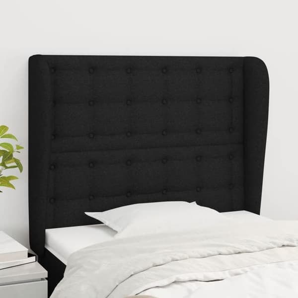Maison Exclusive - Päätylevy korvilla Musta 83x23x118/128 cm Kangas Svart