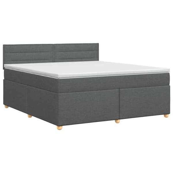 Ljust boxspring - MAISON EXCLUSIVE - 140 x 200 cm - Mörkgrå - Medium fasthet madrass - Justerbar huvudgavel Mörkgrå