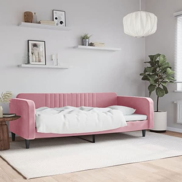 Maison Exclusive - Sängsoffa utan madrass rosa 90x200 cm sammet