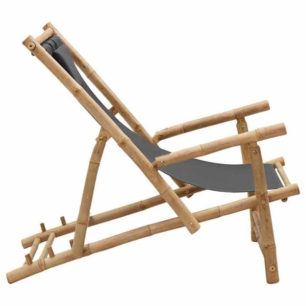 Maison Exclusive - Terrassstol i bambu och mörkgrå duk Mörkgrå