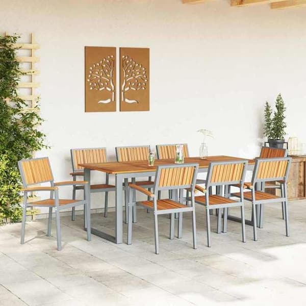 Maison Exclusive - 9 osan ruokailuryhmä puutarhaan Harmaa