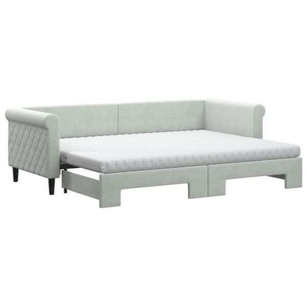 Maison Exclusive - Dagbädd med utdragssäng och ljusgrå madrass 80x200cm sammet