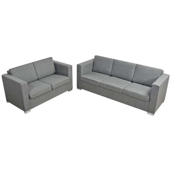 Sofa sæt 2 dele - Eksklusivt hus - Lys grå - Polyester stof - Træramme & krom ben ljusgrått