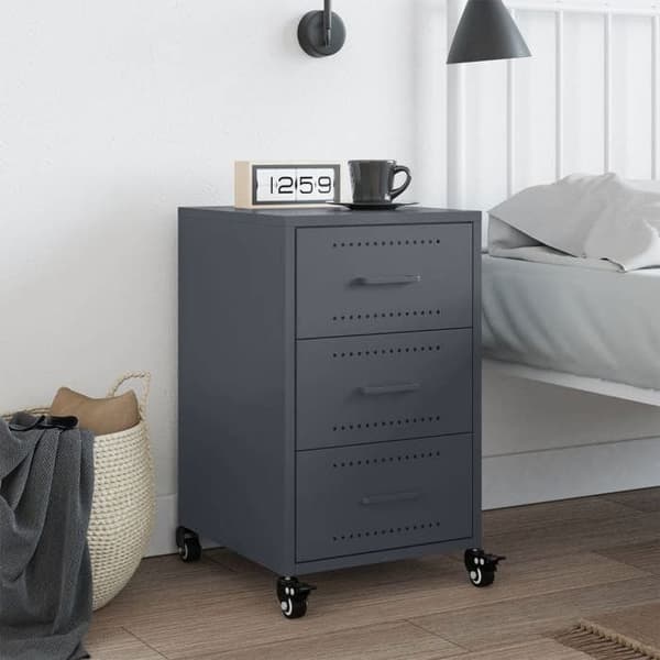 Maison Exclusive - Sängbord antracit 36x39x59 cm stål