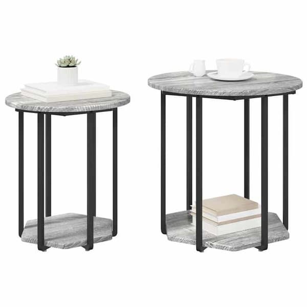 Maison Exclusive - Set med sidobord 2 st Grå 50 x 50 x 50,5 cm Grå
