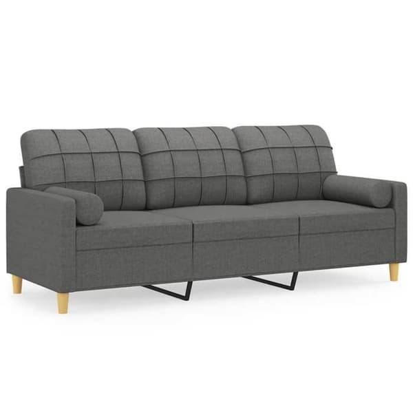 Soffa 3 platser - Maison Exclusive - Mörkgrå - Tyg 100% polyester - Metallram mörkgrå