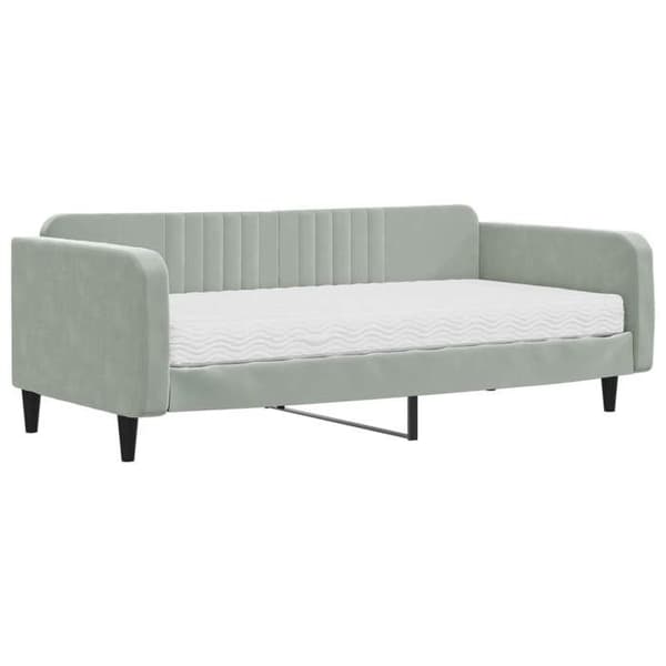 Maison Exclusive - Dagbädd med ljusgrå madrass 100x200 cm sammet Ljusgrått