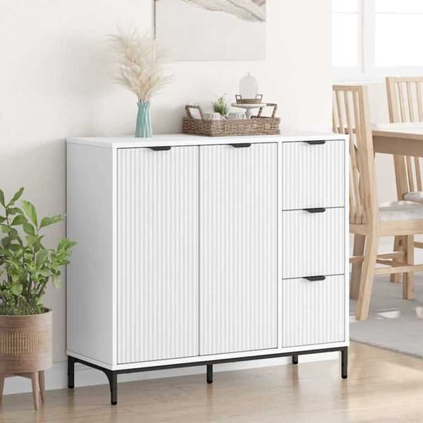 Buffet - EKSKLUSIVT HUS - 89,5 x 33 x 82 cm - Hvid - Ingeniørtræ - Vægmontering mod væltning Vit