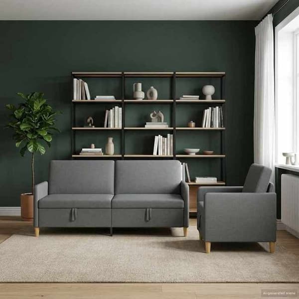 Maison Exclusive - Soffa med förvaring 2 st Grå mörk Polyester