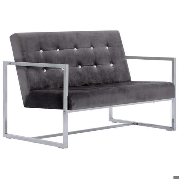 Maison Exclusive - 2-sits soffa med armstöd i mörkgrå krom och sammet