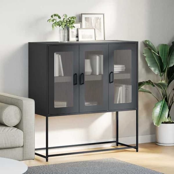 Maison Exclusive - Buffet sort 100,5x39x107 cm koldvalset stål