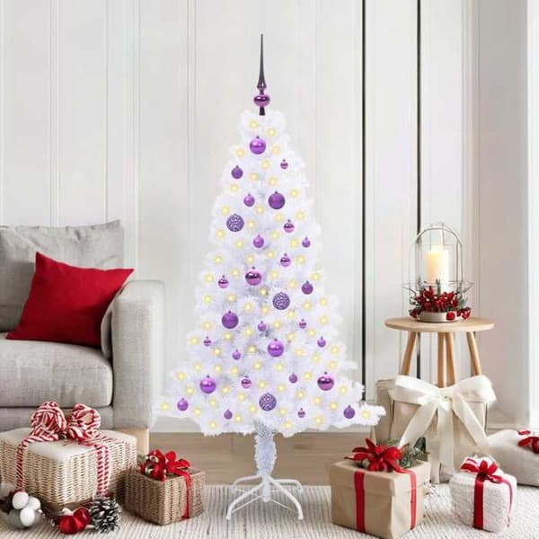 Kunstig juletræ - EKSKLUSIV HUS - Moderne - 150 cm - 150 hvide LED - PVC & stål, USB Vit