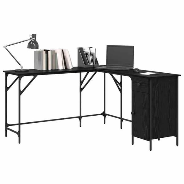Maison Exclusive - Kontor Sort egetræ Ingeniørtræ 141 x 141 x 75 cm svart ek