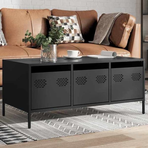 Maison Exclusive - Sort sofabord 101,5x50x43,5 cm koldvalset stål
