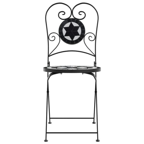 Maison Exclusive - 2 stk. sorte og hvide keramiske klapstole Svart