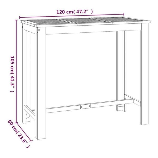 Maison Exclusive - Trädgårdsbarbord 120x60x105 cm i solid akaciaträ