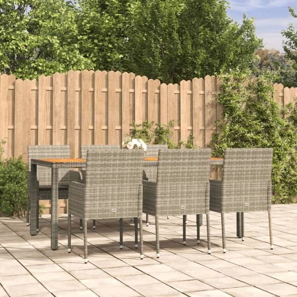 Maison Exclusive - Have spisebordssæt med puder 7 dele grå rattan grå