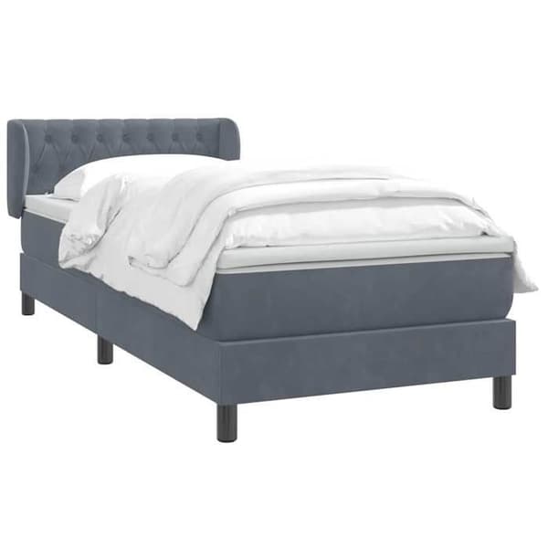 Maison Exclusive - Sängyn lattiapuut ja tummanharmaa patja 80x220 cm samettia