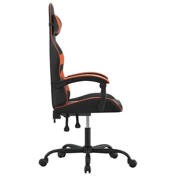 Maison Exclusive - Drejelig spillestol i sort og orange kunstlæder