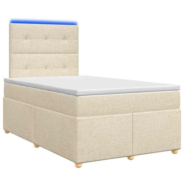 Sängram med madrass - EXKLUSIV HEM - Boxspring-säng - 120 x 190 cm - Kräm - LED USB Grädde