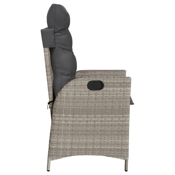 Maison Exclusive - Bistro-set 3 delar med ljusgrå kuddar i flätad resin