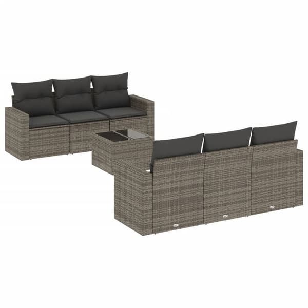 Maison Exclusive - Trädgårdsmöbler med kuddar 7 delar grå flätad resin