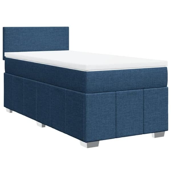 Maison Exclusive - Sengestel med springmadras Blå 90x200 cm Stof