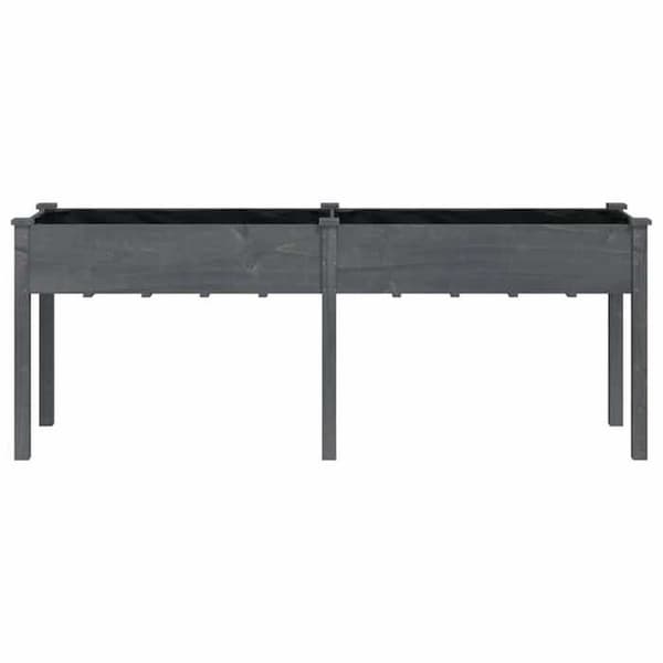 Maison Exclusive - Blomlåda med grå foder 203x53x76 cm massiv granträ
