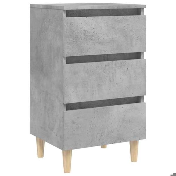 Maison Exclusive - Nattduksbord med ben i solid betonggrått trä 40x35x69cm