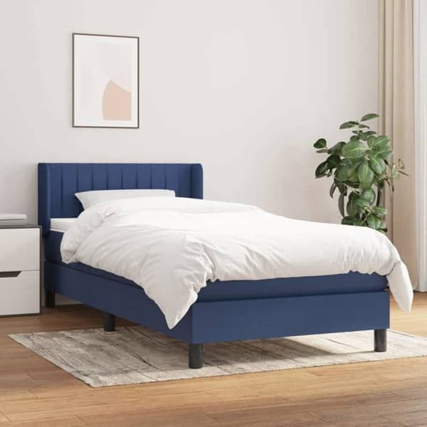 Maison Exclusive - Sengestel med springmadras Blå 90x200 cm Stof