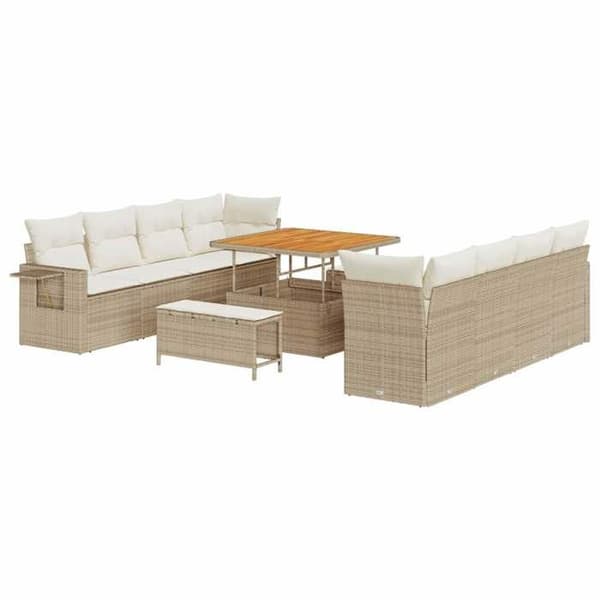 Maison Exclusive - Beige ja kerma polyrottinkinen puutarhakalustesetti