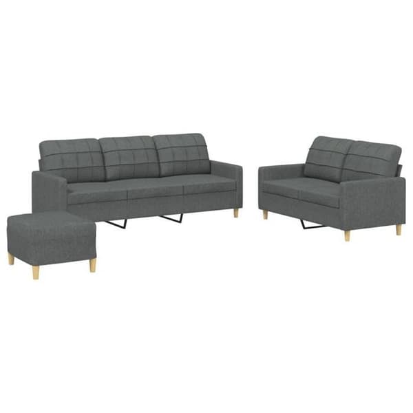 Maison Exclusive - Sæt af 3 sofaer med puder Mørkegrå Stof