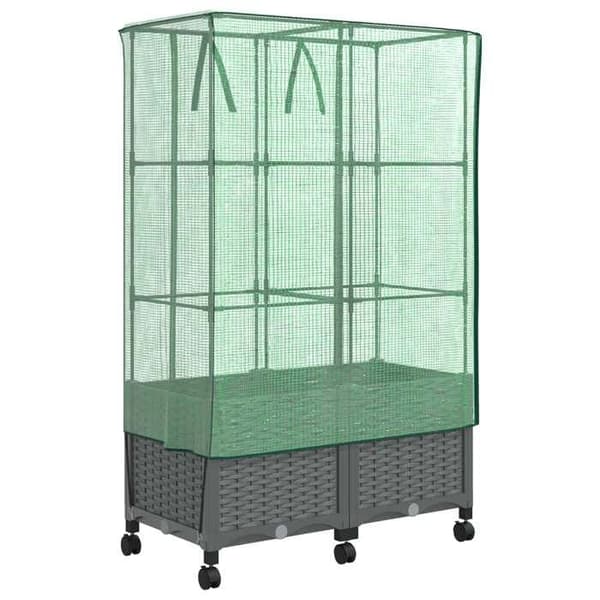 Jardinière - MAISON EXCLUSIVE - 2 osaa - PP (polypropeeni) - Harmaa - Pyörät mukana