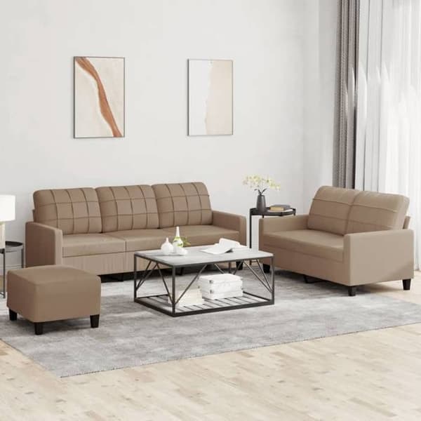Maison Exclusive - Sæt af 3 sofaer med puder Cappuccino Simil læder