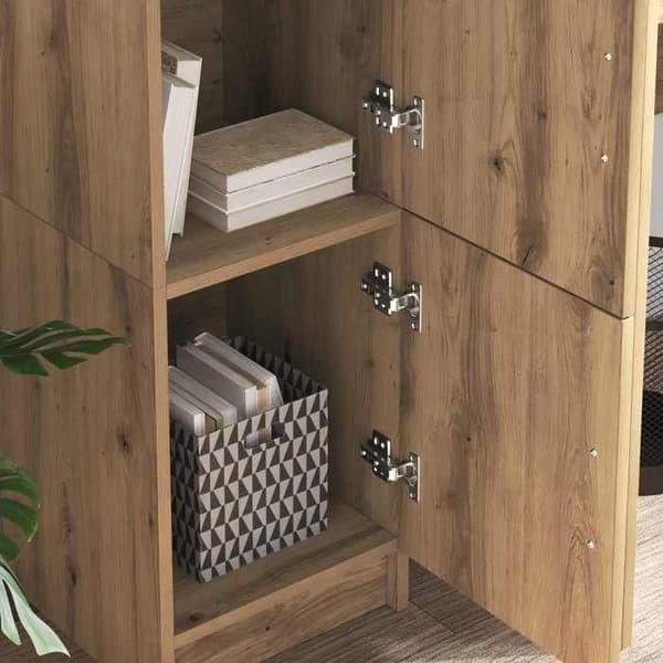 Buffet høj - EKSKLUSIV HUS - Moderne højskab - Eg trælook - 122,5 cm H - Spånplader Ek