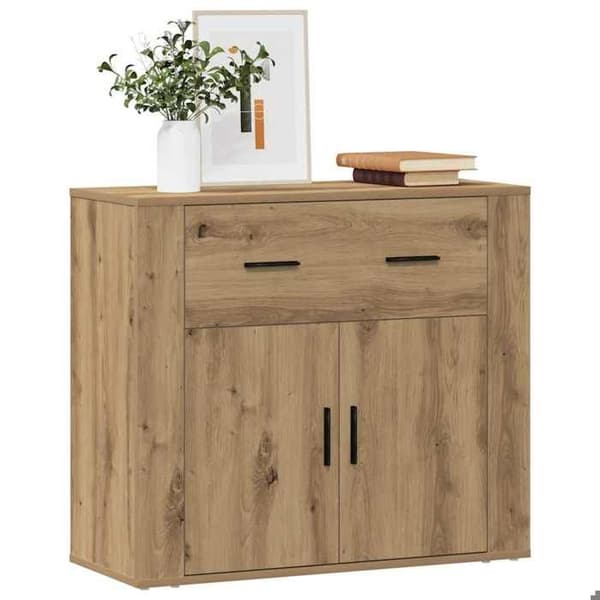 Maison Exclusive - Buffet i egetræ, håndlavet 80x33x70 cm, ingeniørtræ