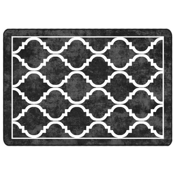 Vaskbart tæppe - Eksklusiv Hus - 120x180 cm - polyester velour - sort og hvid svart och vitt