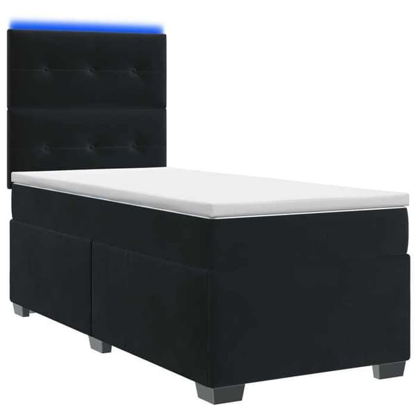 Maison Exclusive - Boxspring säng med madrass Svart 90 x 190 cm Sammet