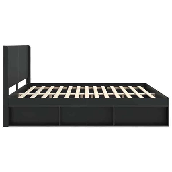 Sengestel - EKSKLUSIV HUS - 180 x 200 cm - Sort - Indbygget opbevaring - Hovedgærde inkluderet Svart