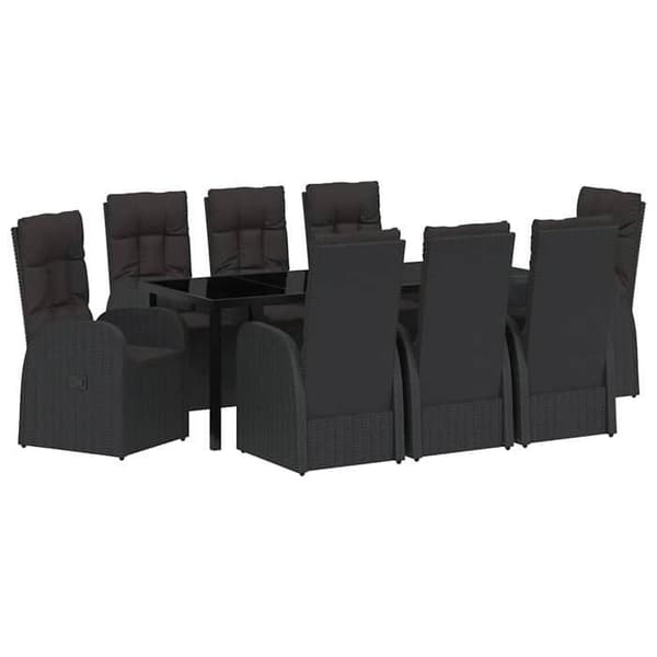 Maison Exclusive - 9 pc have spisebordssæt i sort polyrotin Svart