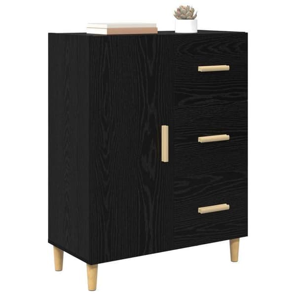 Maison Exclusive - Buffet Sort egetræ 34 x 69,5 x 90 cm Ingeniørtræ svart ek