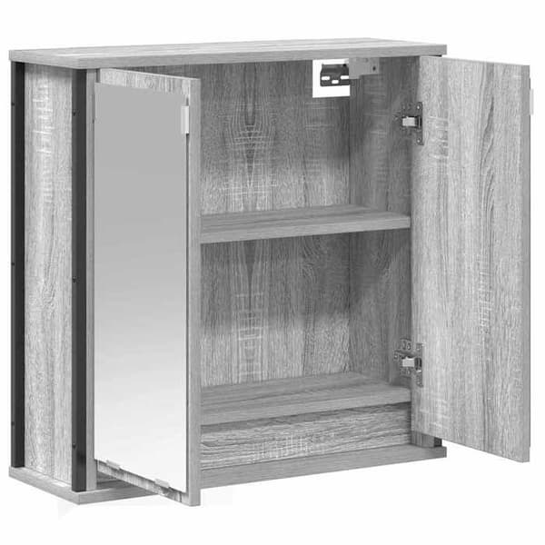 Maison Exclusive - Väggmonterad badrumsspegelskåp sonoma grå 60x21x60 cm