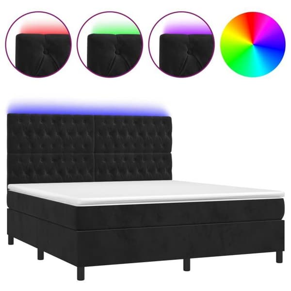 Patiopeti - Maison Exclusive - 180x200 cm - Musta sametti - Värillinen LED