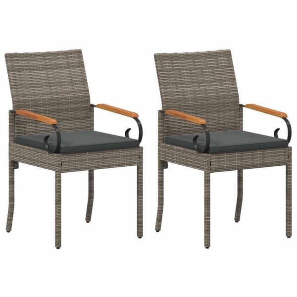 Maison Exclusive - Trädgårdsstolar 2 st Grå och Mörkgrå Poly Rattan och Akacia Grå
