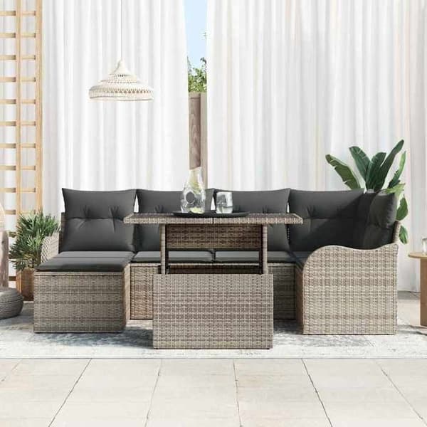 Lounge-soffor - MAISON EXCLUSIVE - 7 delars modulär - Grå - Modulär - UV-beständig Grå