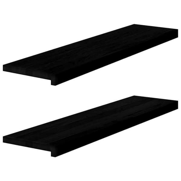 Trappe - EKSKLUSIV HUS - 100x25x2 cm - Massiv eg - Brun-sort - Sæt af 2 brun-svart
