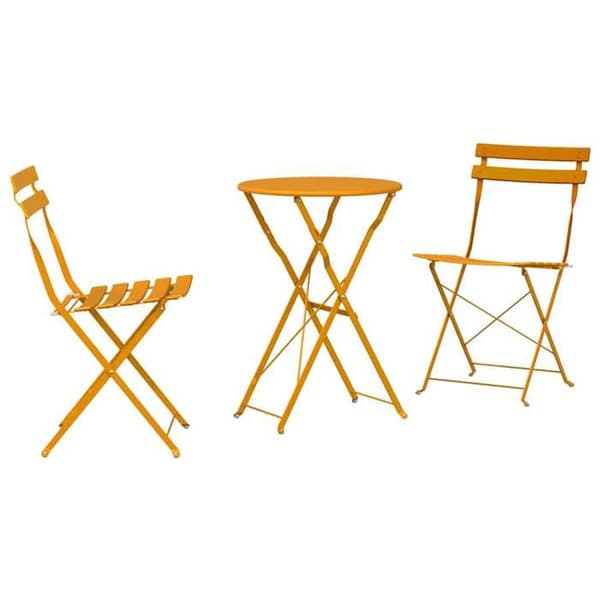 Fällbart bistroset - MAISON EXCLUSIVE - 3 delar Senap - Stål - Rundt bord Ø50 cm - Ventilerade stolar Senap