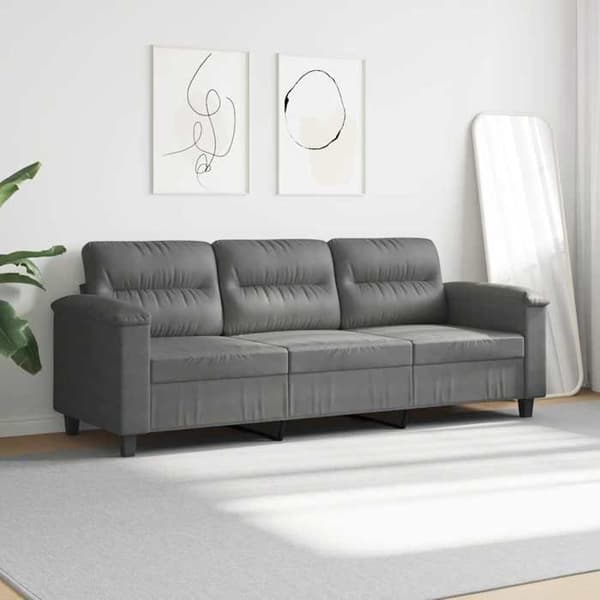Maison Exclusive - Soffa 3-sits Grå mörk 180 cm Mikrofiber